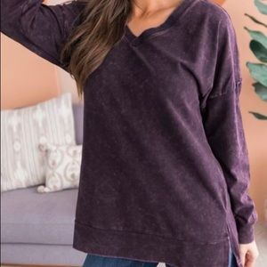 V-neck Mineral Wash Pullover